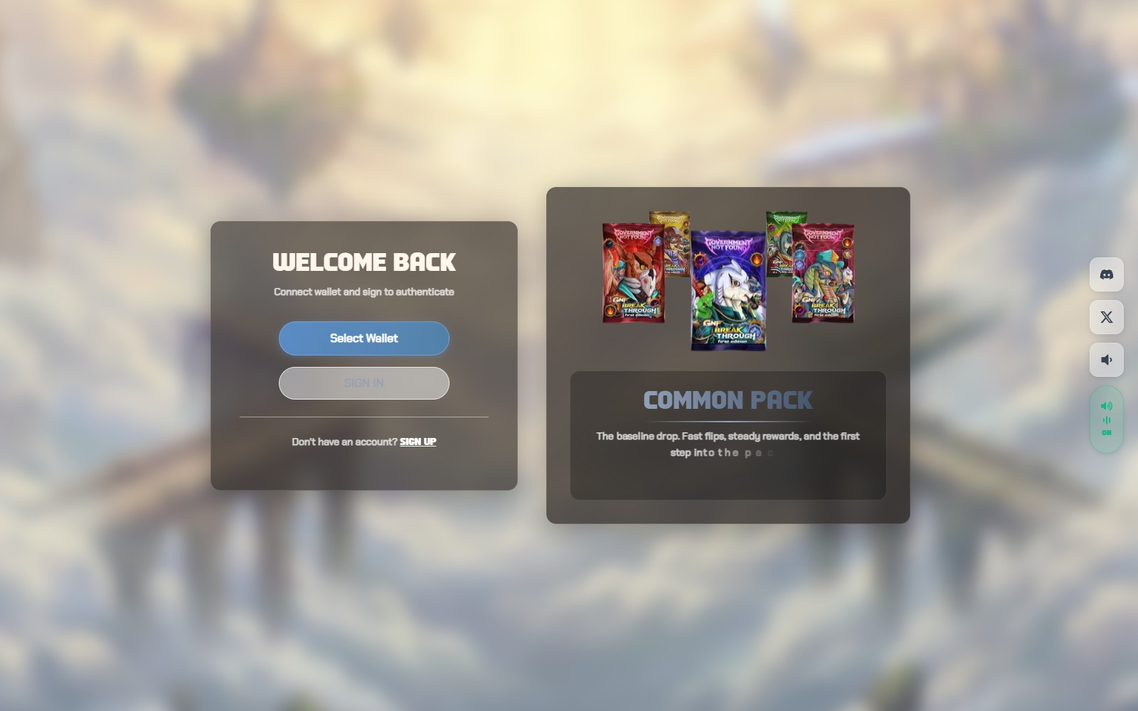Current GNF sign-in screen