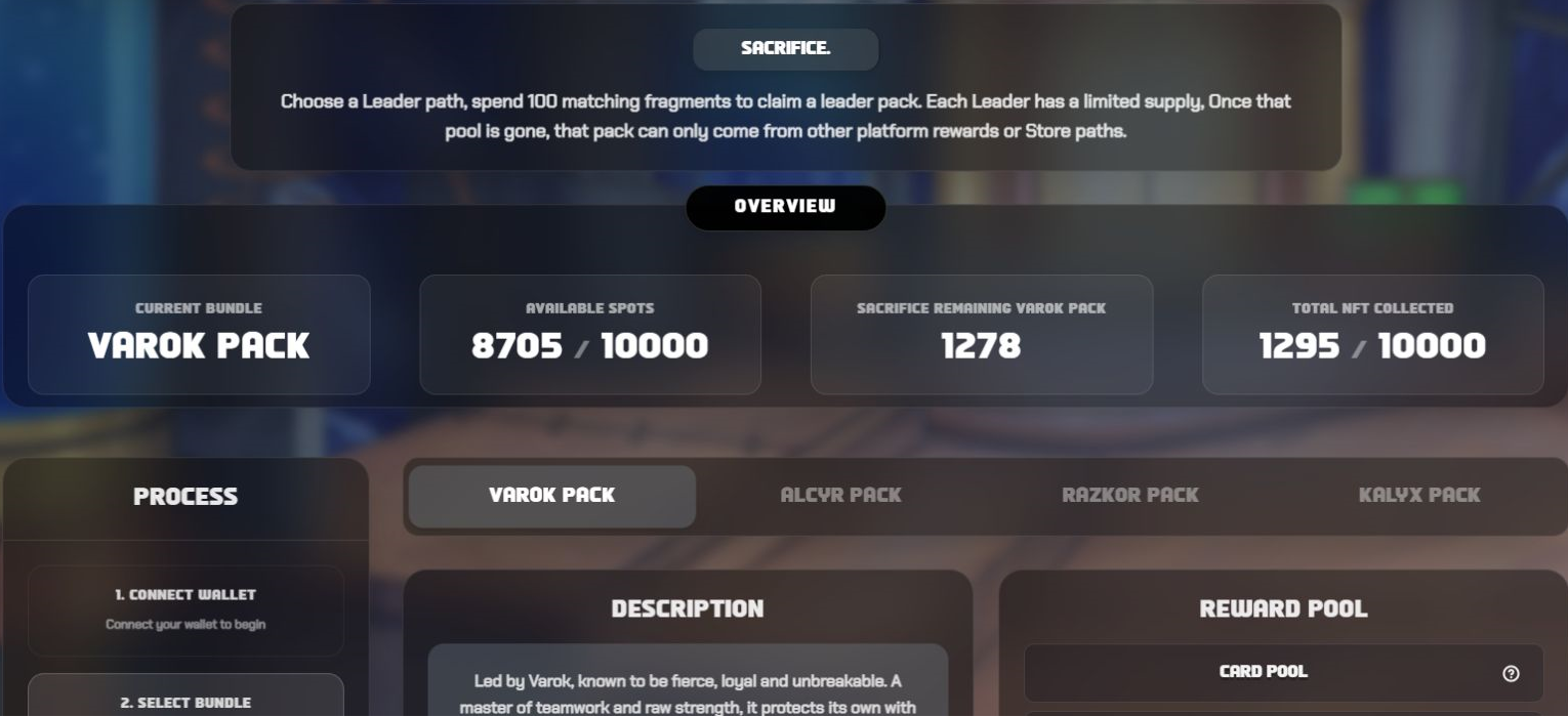 Current Sacrifice screen and Leader selection